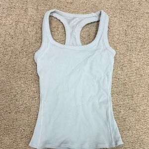 ALO Yoga Sky Blue Racerback Tank Top built in bra ribbed shirt
